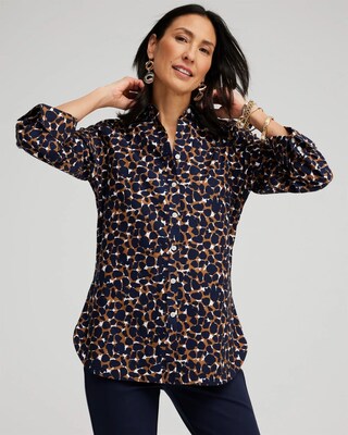 No Iron™ 3/4 Sleeve Mosaic Print Shirt