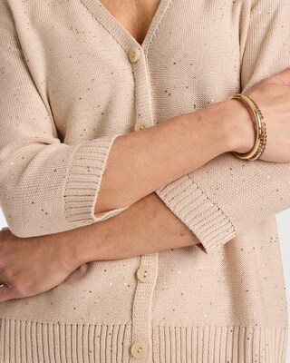 Stitchy Sequin V-Neck Cardigan click to view larger image.