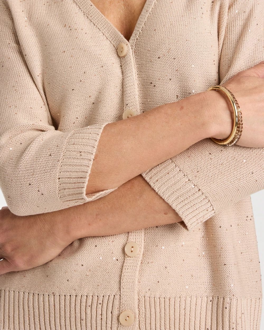 Stitchy Sequin V-Neck Cardigan