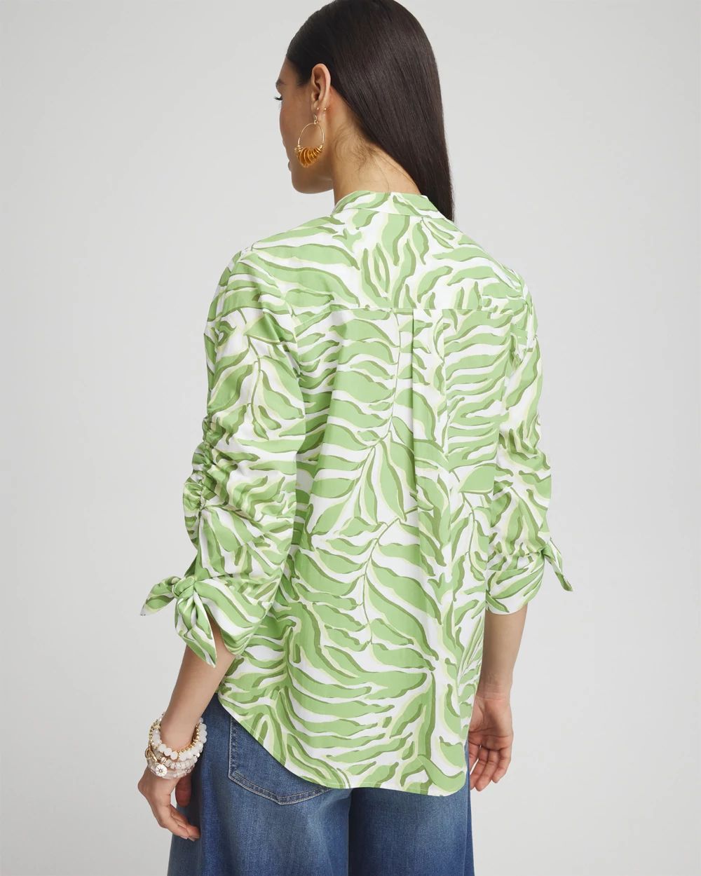 Floral Ruched Sleeve Shirt