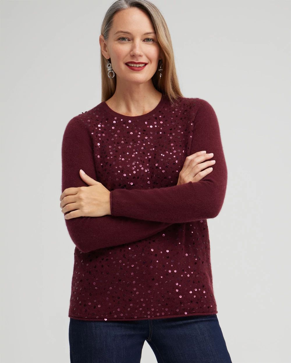 Cashmere Sequin Crew Neck Sweater