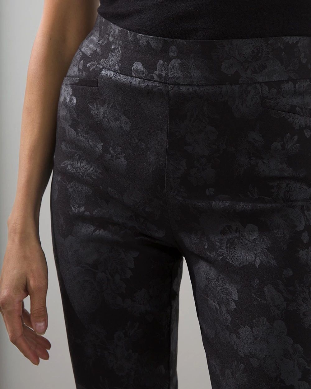 Brigitte Tonal Floral Slim Ankle Pants