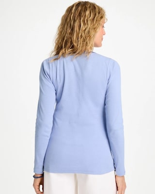Satin Trim Ribbed Henley Tee click to view larger image.