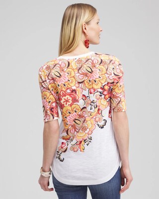 Floral Elbow Sleeve A-line Tee