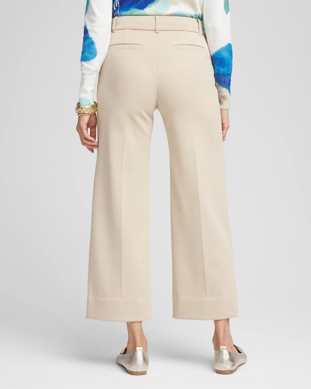 Button Knit Twill Cropped Pants click to view larger image.