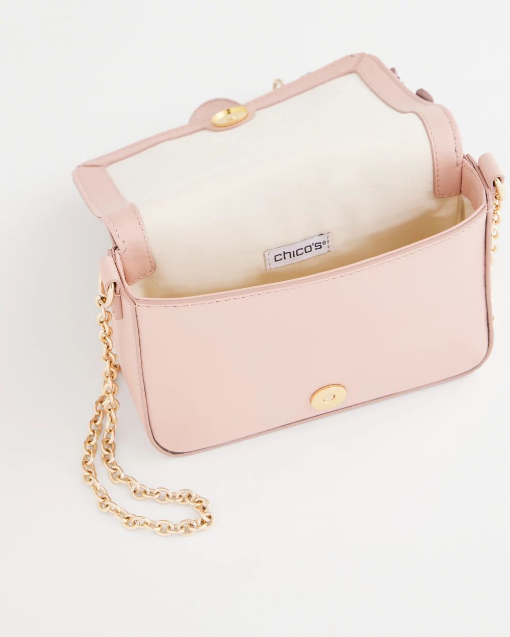 Floral Appliqué Leather Crossbody Bag