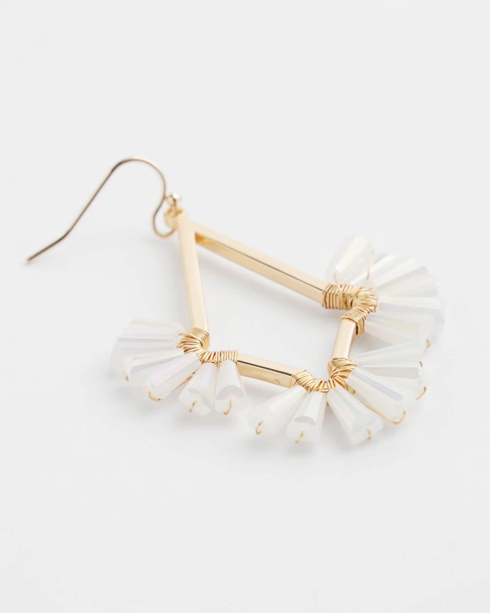 No Droop™ White Glass Bead Earrings