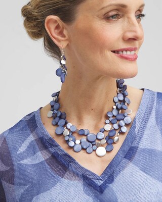 Blue Shell Multistrand Necklace