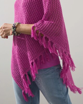 Pink Tape Yarn Poncho