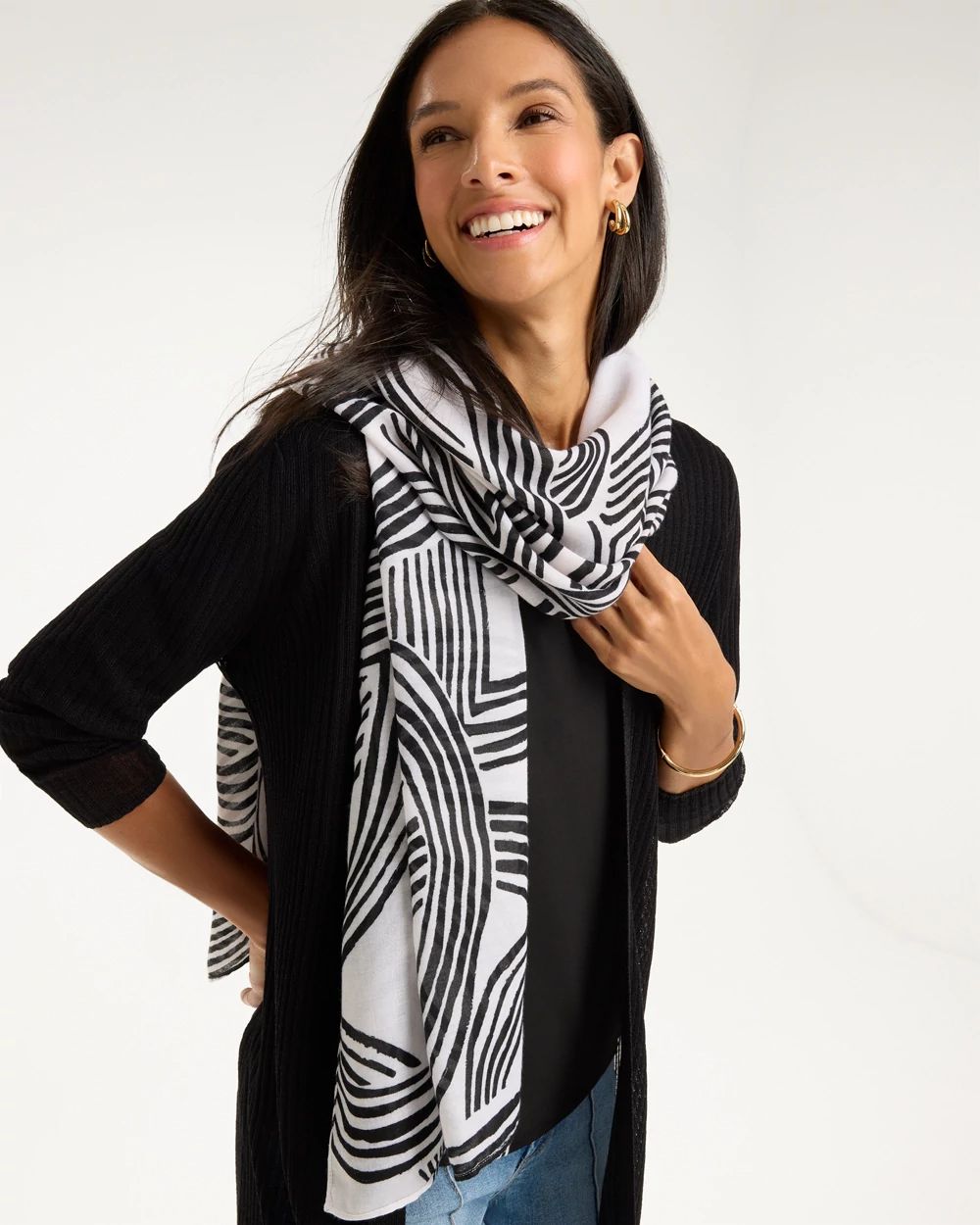Geo Printed Oblong Scarf click to view larger image.