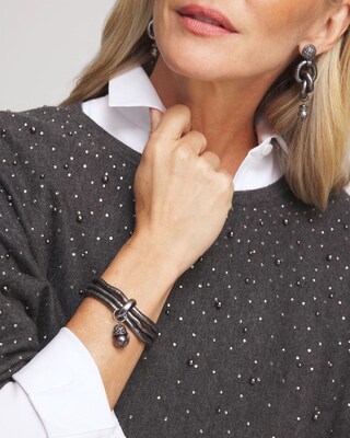 Hematite Triple Link Stretch Bracelet