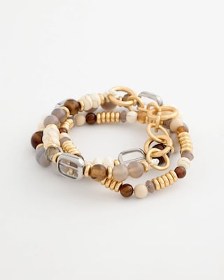 Stretch Set Of Three Genuine Stone Bracelets click to view larger image.