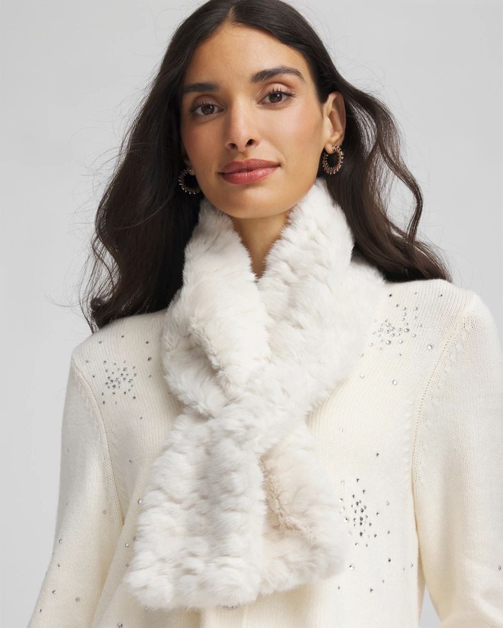 Cream Pull Through Scarf click to view larger image.