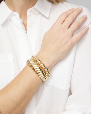 Gold Tone Stretch Bracelet Set