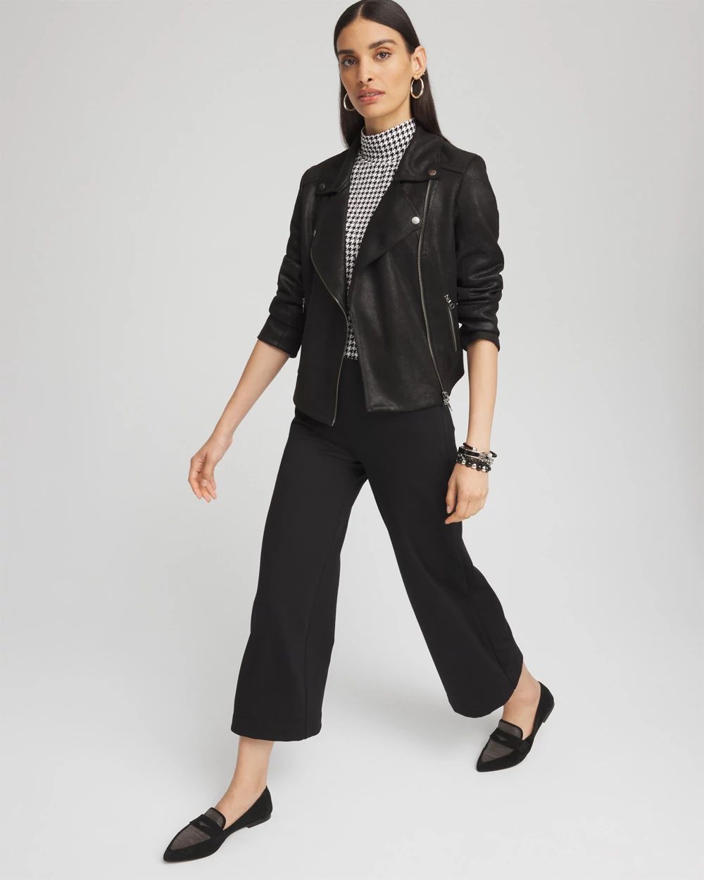 Stretch Faux Suede Moto Jacket
