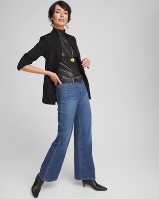 Faux Leather Mock Neck Tee click to view larger image.