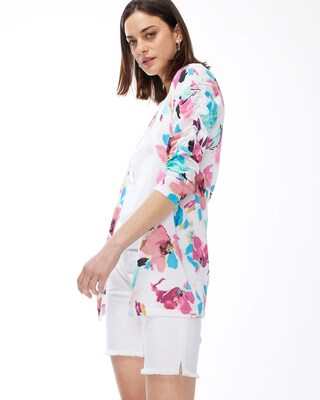 Summer Romance Floral Ruched Cardigan