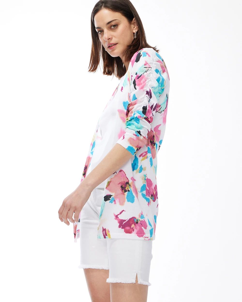 Summer Romance Floral Ruched Cardigan