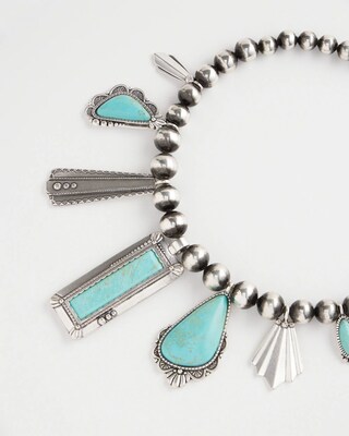 Chico's Originals Turquoise & Charms Motif Collar Necklace