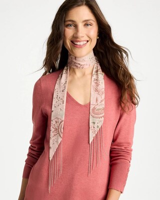Paisley Fringe Skinny Scarf click to view larger image.