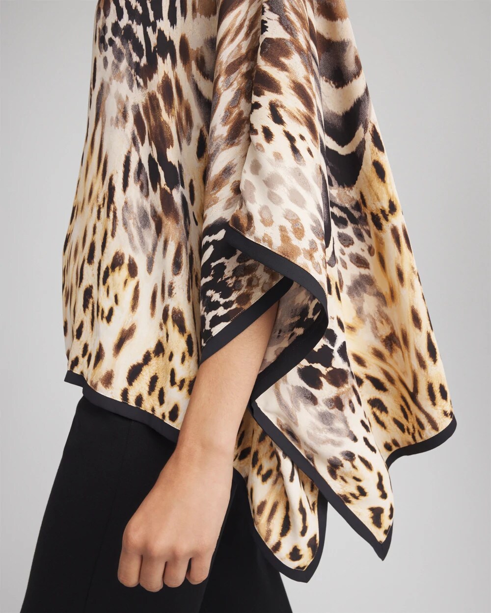 Crepe Animal Print Pullover Poncho
