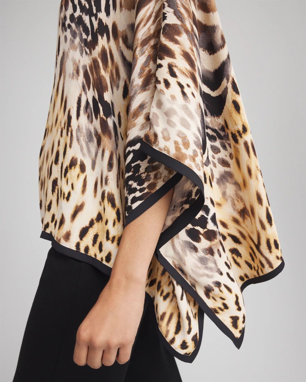 Crepe Animal Print Pullover Poncho