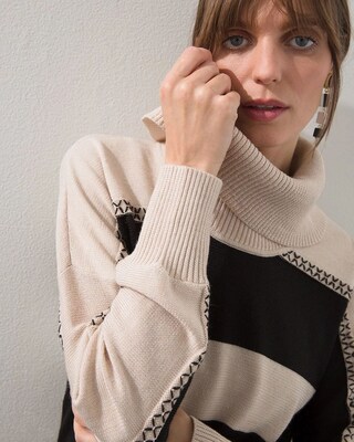 Stripe Cowl Neck Sweater