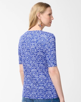 Shirred Back Cool Tile Linen Tee