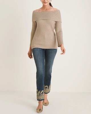Off-the-Shoulder Cable-Knit Sweater