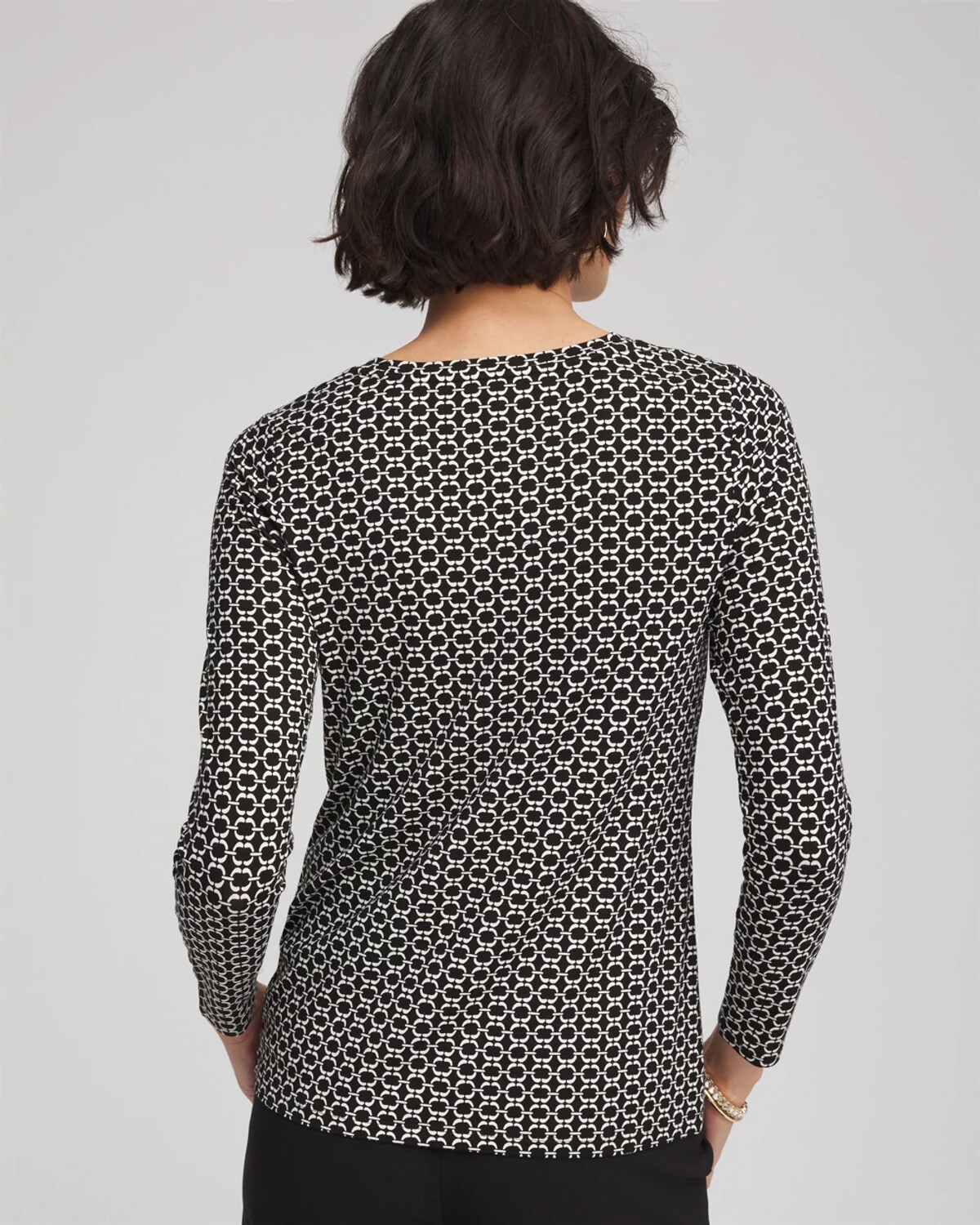 Chico's Touch Of Cool Crewneck Layering Tee In Black In Black