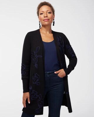 Floral Soutache Midi Cardigan Sweater