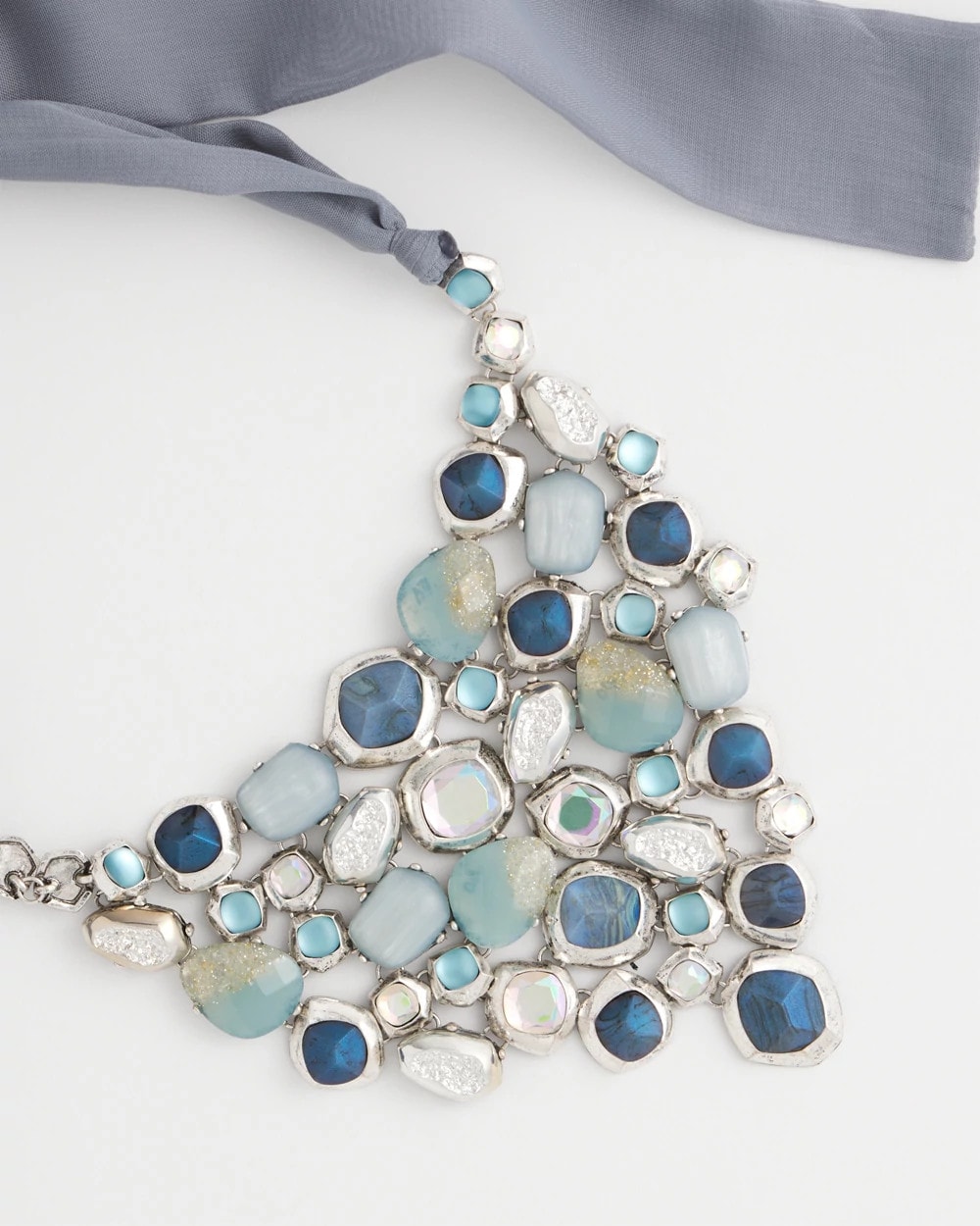Adjustable Blue Gemstone Bib Necklace