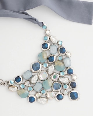 Adjustable Blue Gemstone Bib Necklace click to view larger image.