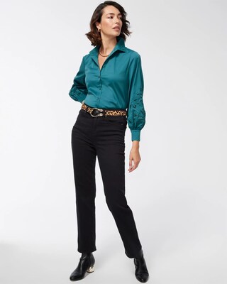 Poplin Embroidered Cutwork Shirt
