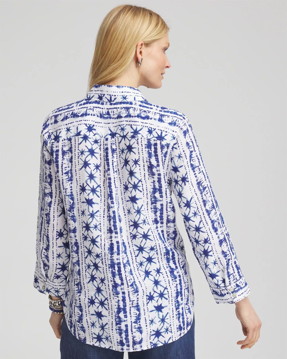 No Iron™ Star Print Linen Shirt