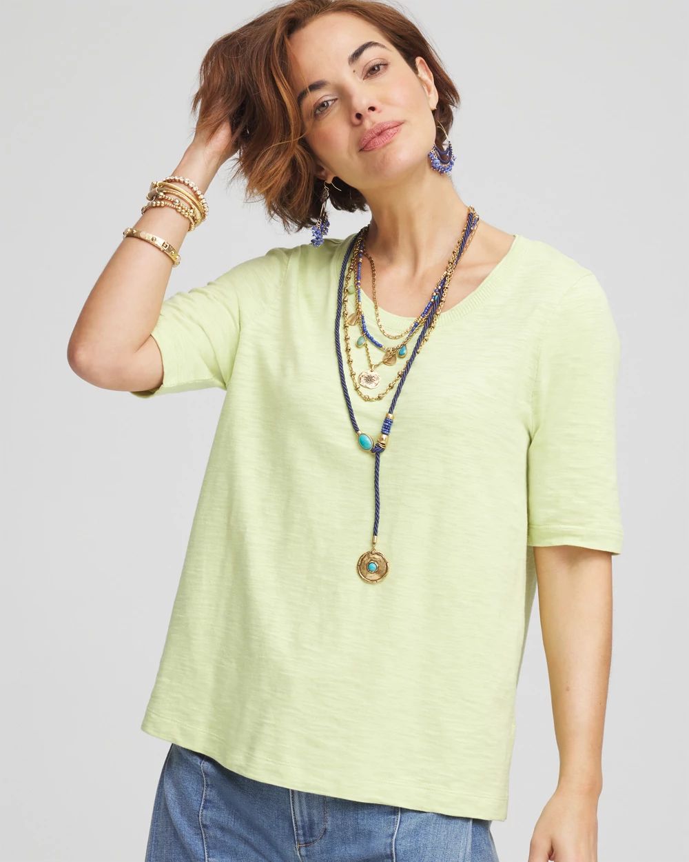 Slub Elbow-Sleeve Tee