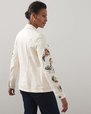 Embroidered Sleeve Denim Jacket