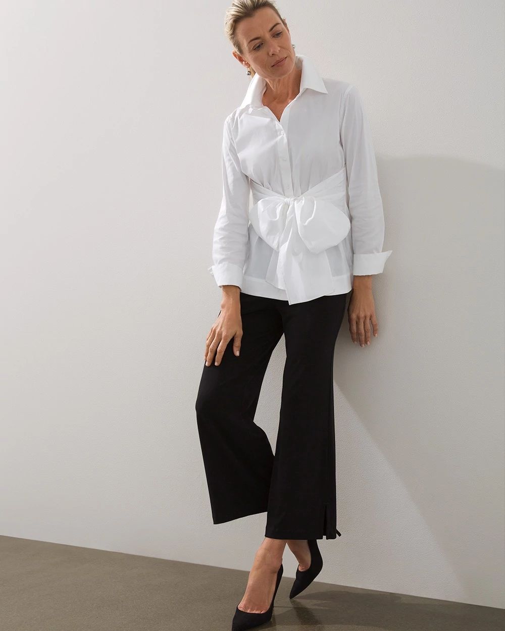 Black Label Poplin Tie Front Shirt