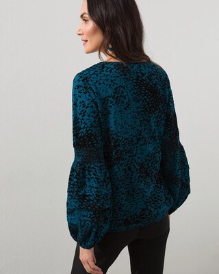Flocked Sleeve Knit Top