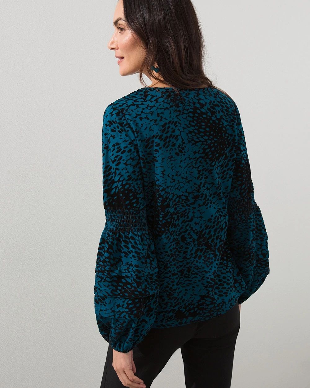 Flocked Sleeve Knit Top