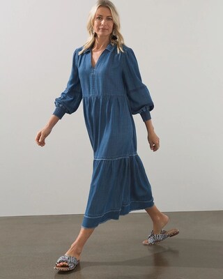 Tencel Fray Detail Tunic Dress