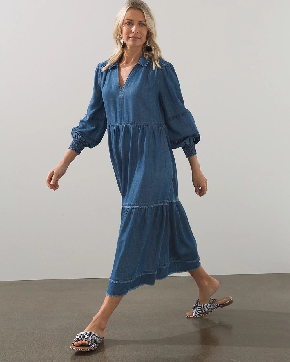 Tencel Fray Detail Tunic Dress