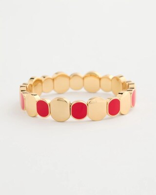 Red Goldtone Glam Stretch Bracelet