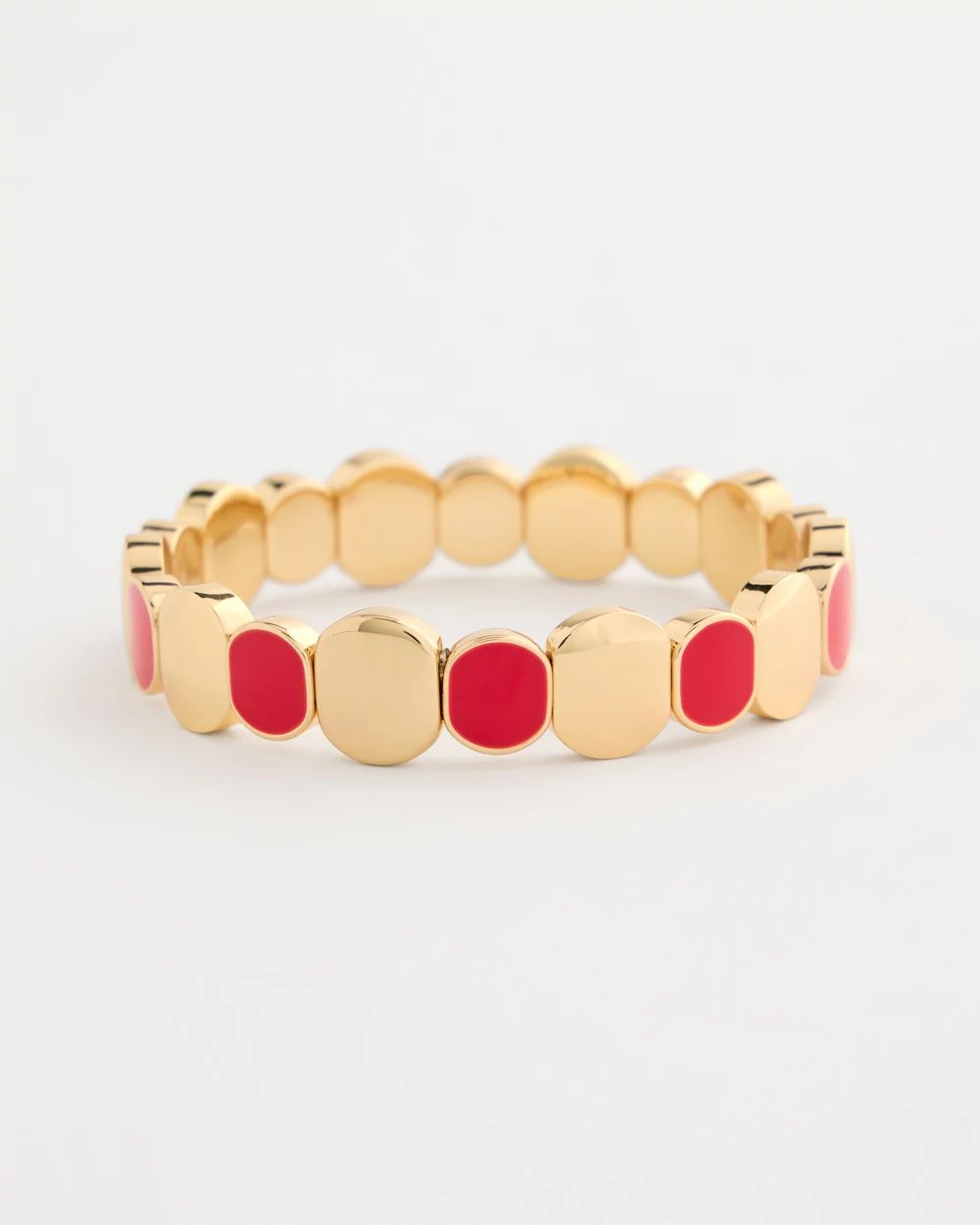 Red Goldtone Glam Stretch Bracelet