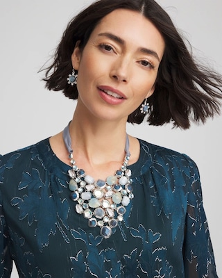 Adjustable Blue Gemstone Bib Necklace click to view larger image.