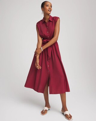 Smocked-Waist Shirtdress click to view larger image.