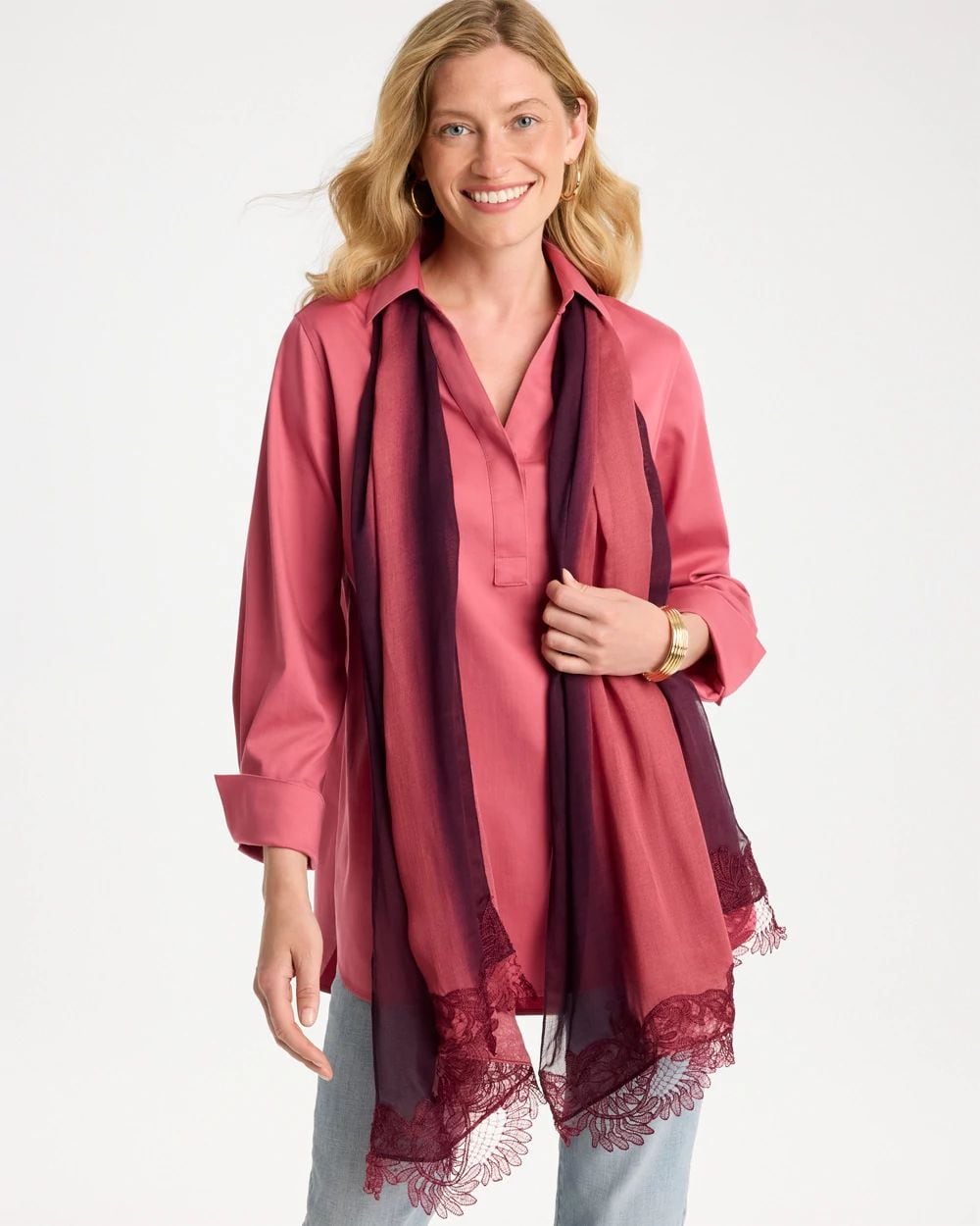 Ombre Lace Oblong Scarf click to view larger image.