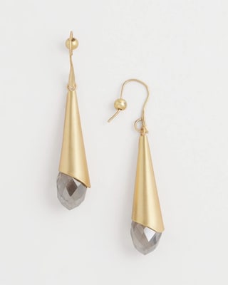No Droop™ Gold Tone Stone Drop Earrings