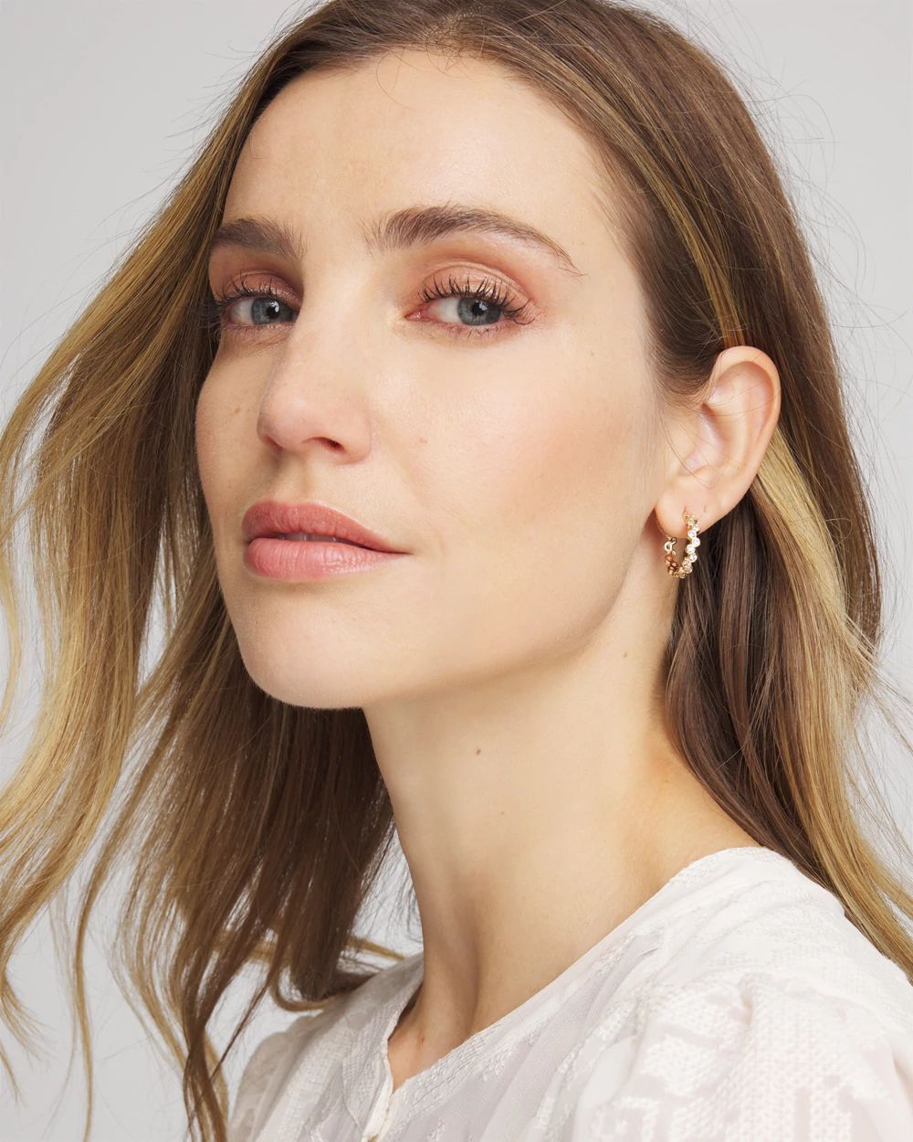 Goldtone Cubic Zirconia Hoop Earrings