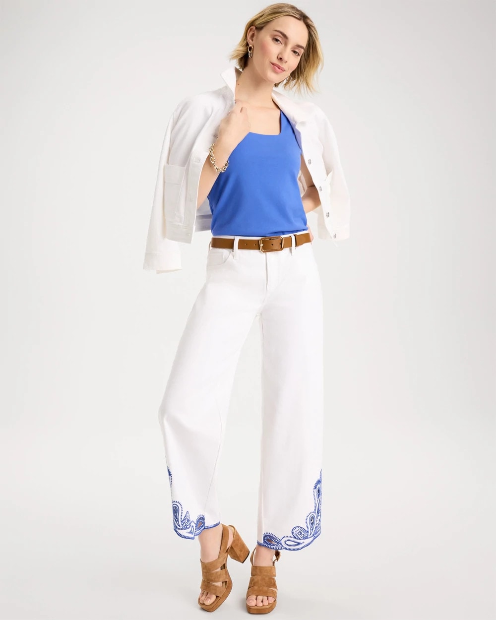 Girlfriend Wide-Leg Cutout Crop Jean